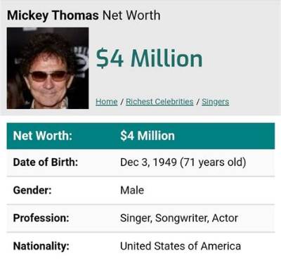 Mickey Thomas Net Worth, Age, Height, Bio, Birthday, Wiki!